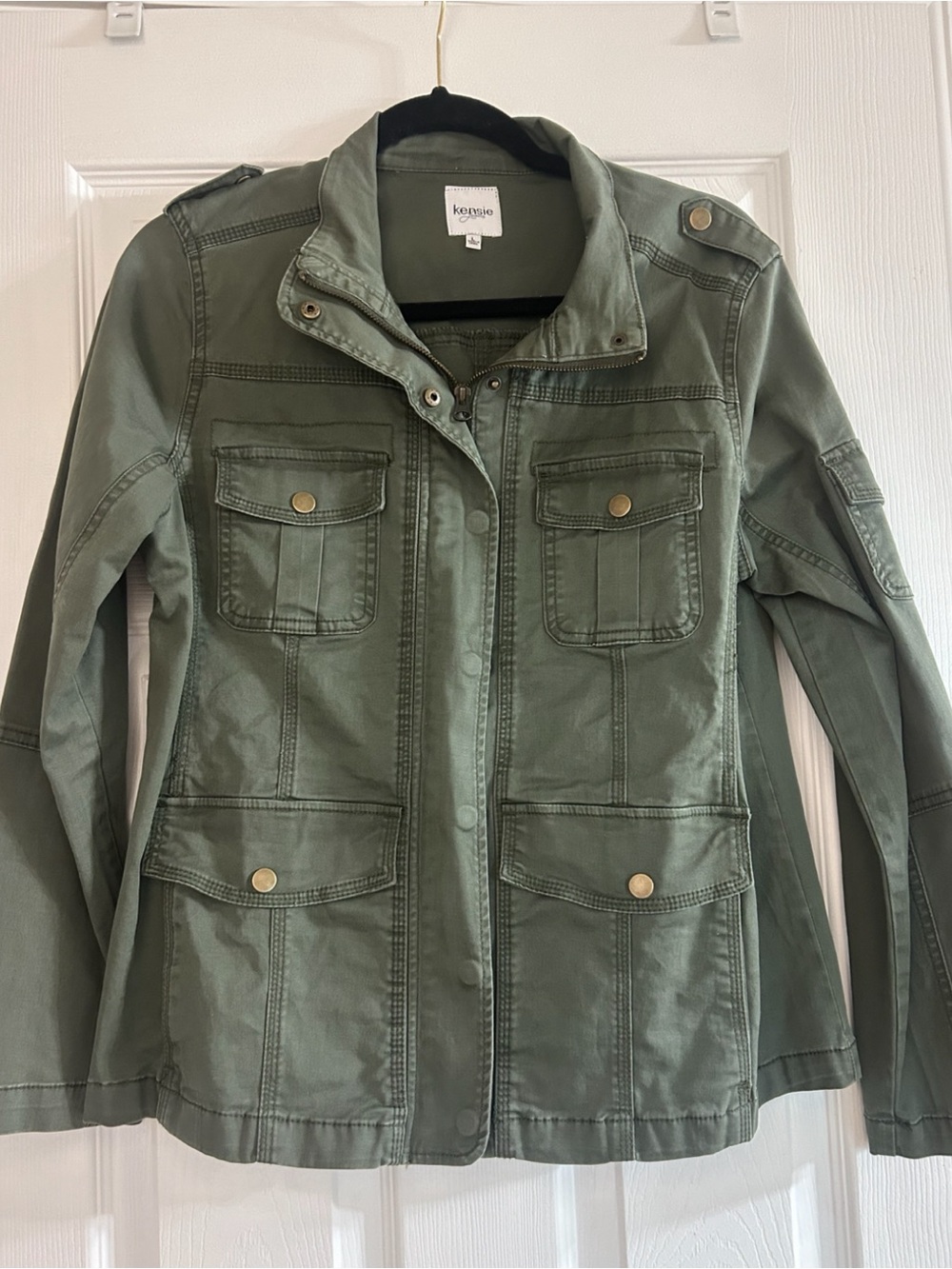 Kensie Olive Green Military-Style Utility Jacket